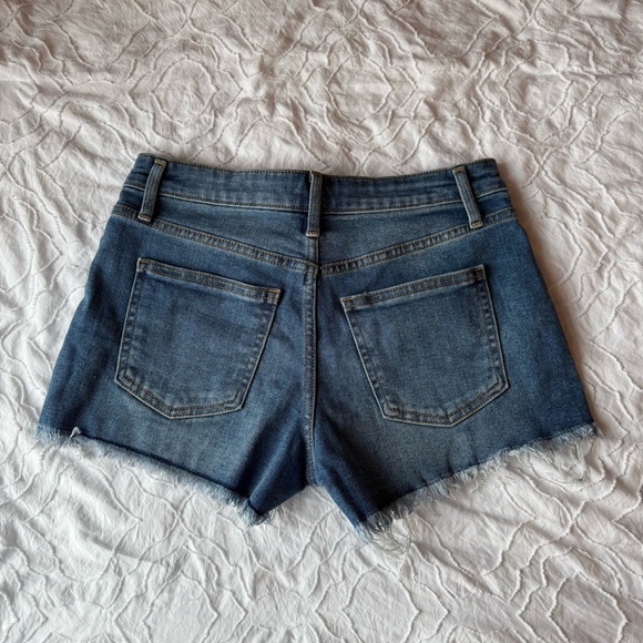 No Boundaries Blue Jean Shorts Cut-Off Style Lace up Bow - Picture 7 of 7